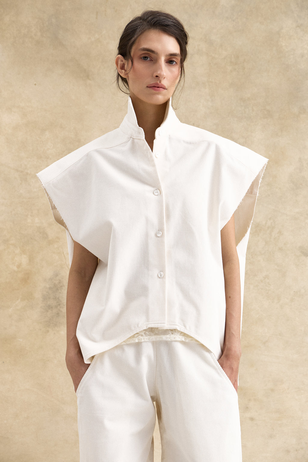 Cream Corduroy Waistcoat Top