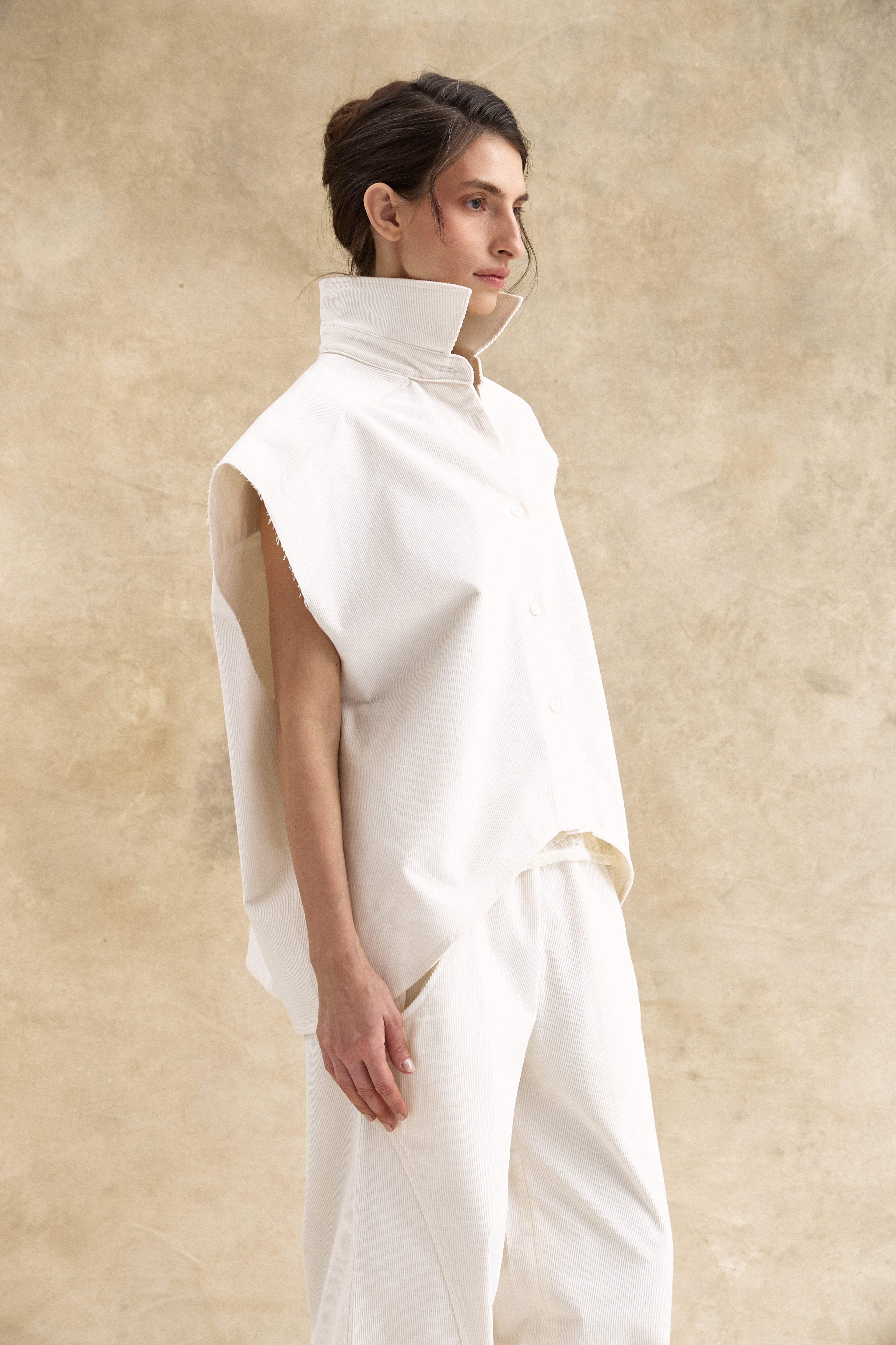 Cream Corduroy Waistcoat Top