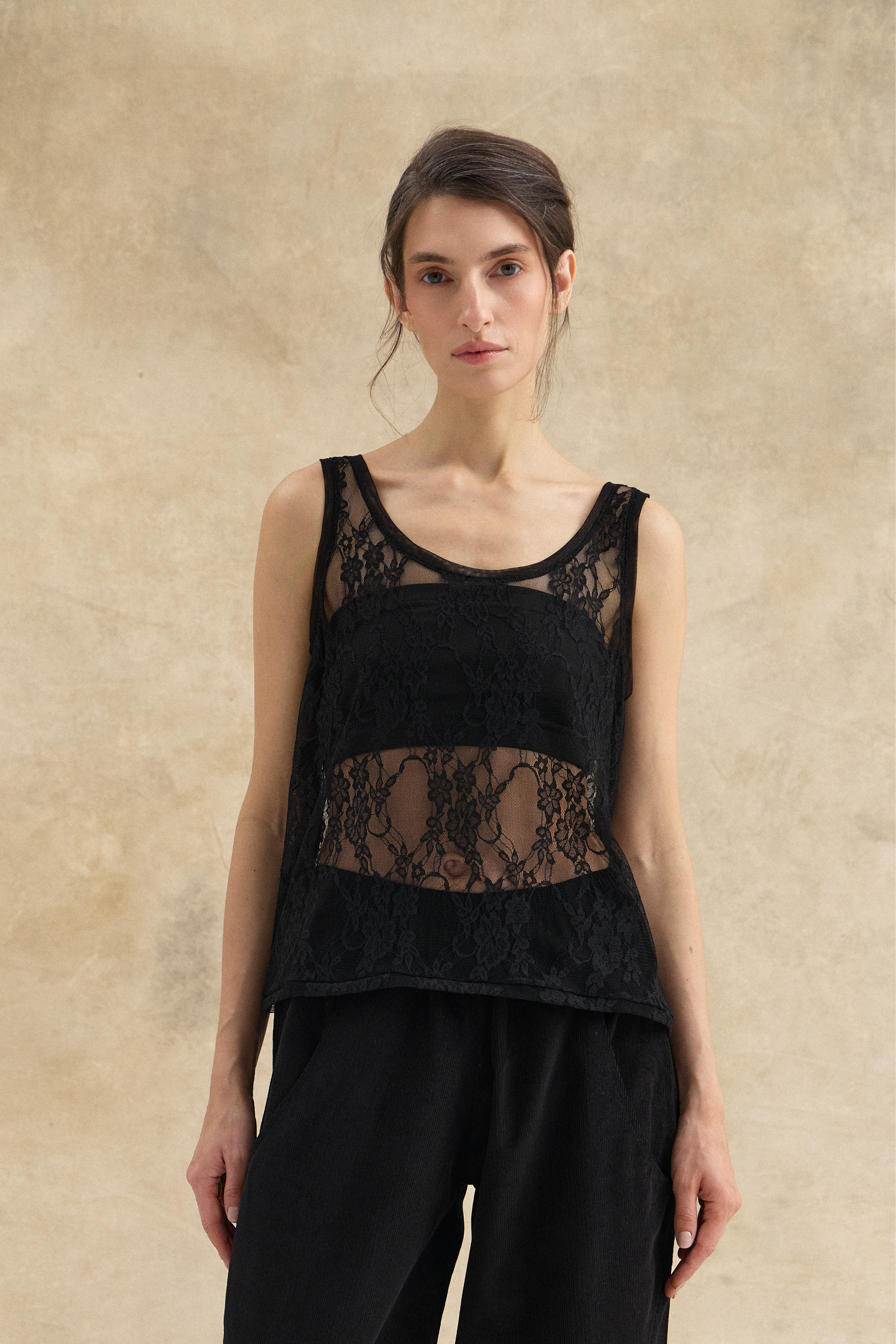 Black Guipure Lace Top