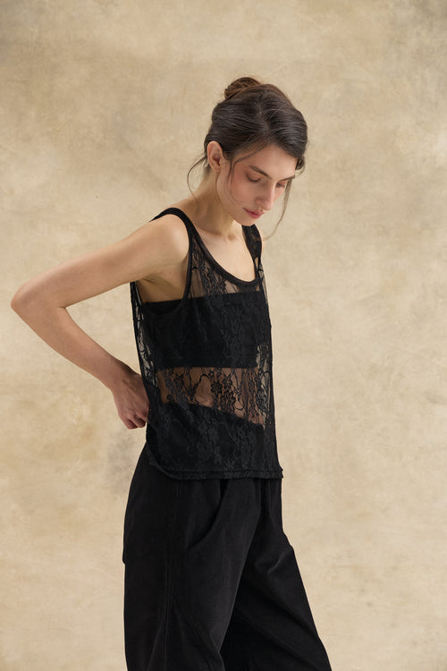 Black Guipure Lace Top