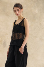 Black Guipure Lace Top