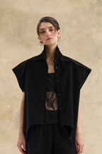 Black Corduroy Waistcoat Top