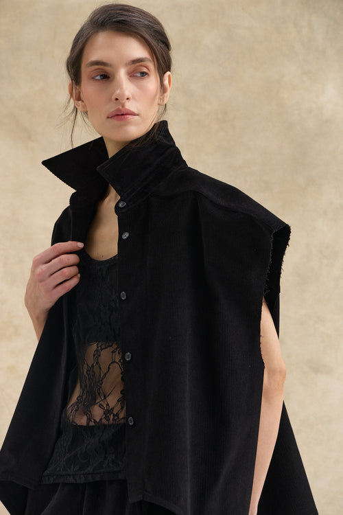 Black Corduroy Waistcoat Top