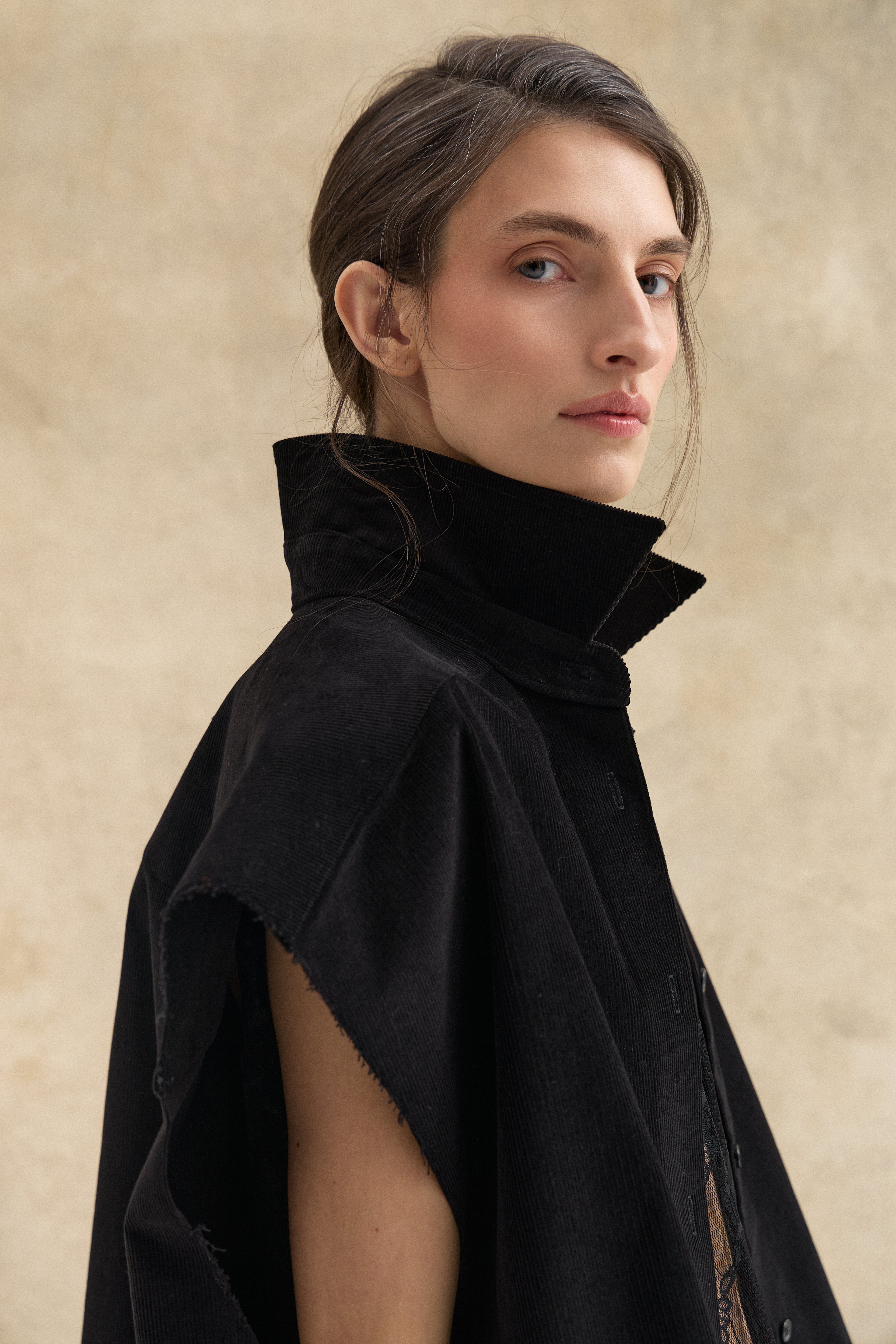 Black Corduroy Waistcoat Top