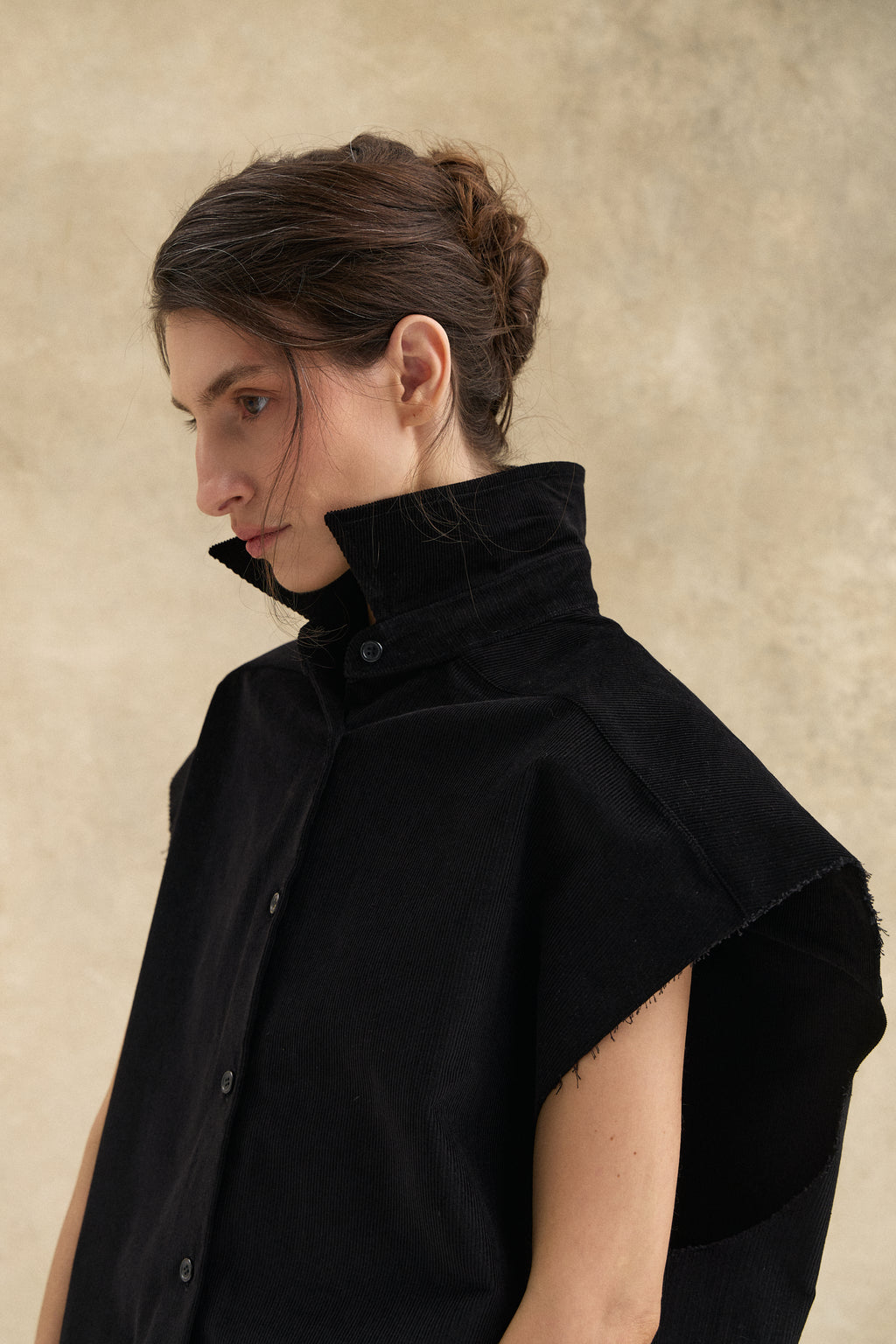 Black Corduroy Waistcoat Top